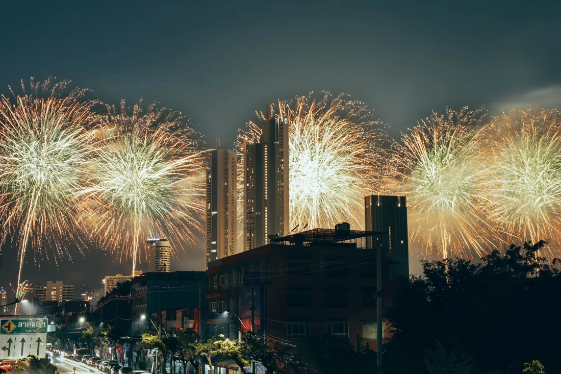 A large aerial fireworks display
