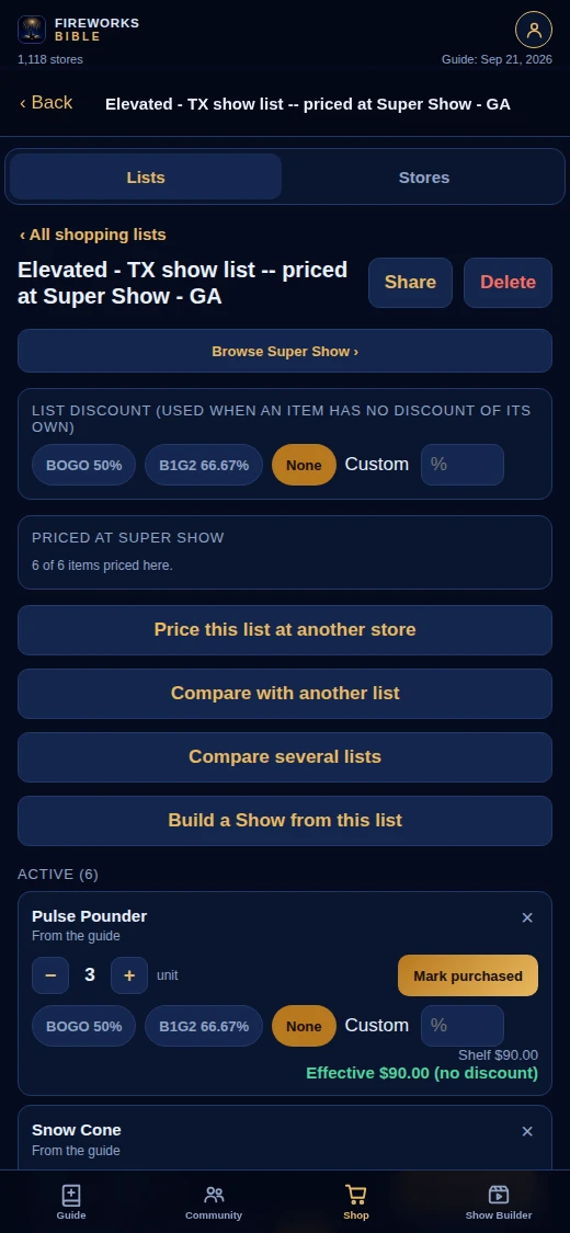 Price this list somewhere else