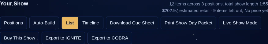 Know what the show costs
